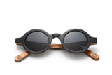 Magnolia, Small Round Wood Sunglasses - Folded