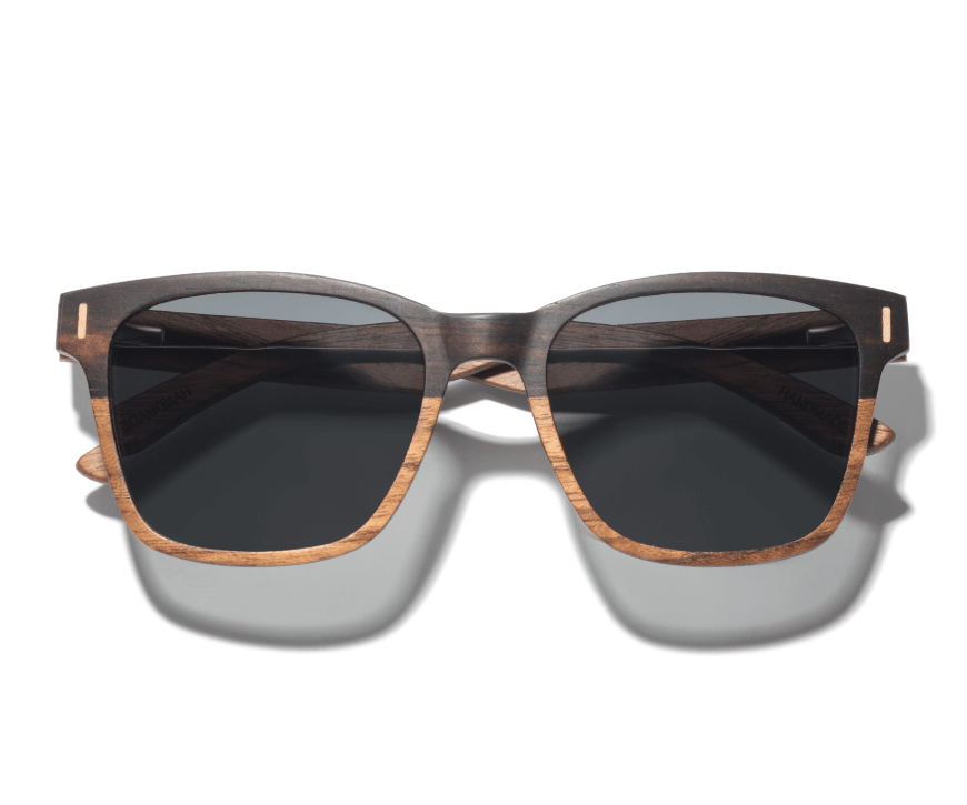 Kraywoods Oxford, Men square ebony wood sunglasses with 100% UV protection and polarized lenses