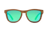 Racer, Wood Polarized Green Mirror Sunglasses - Front