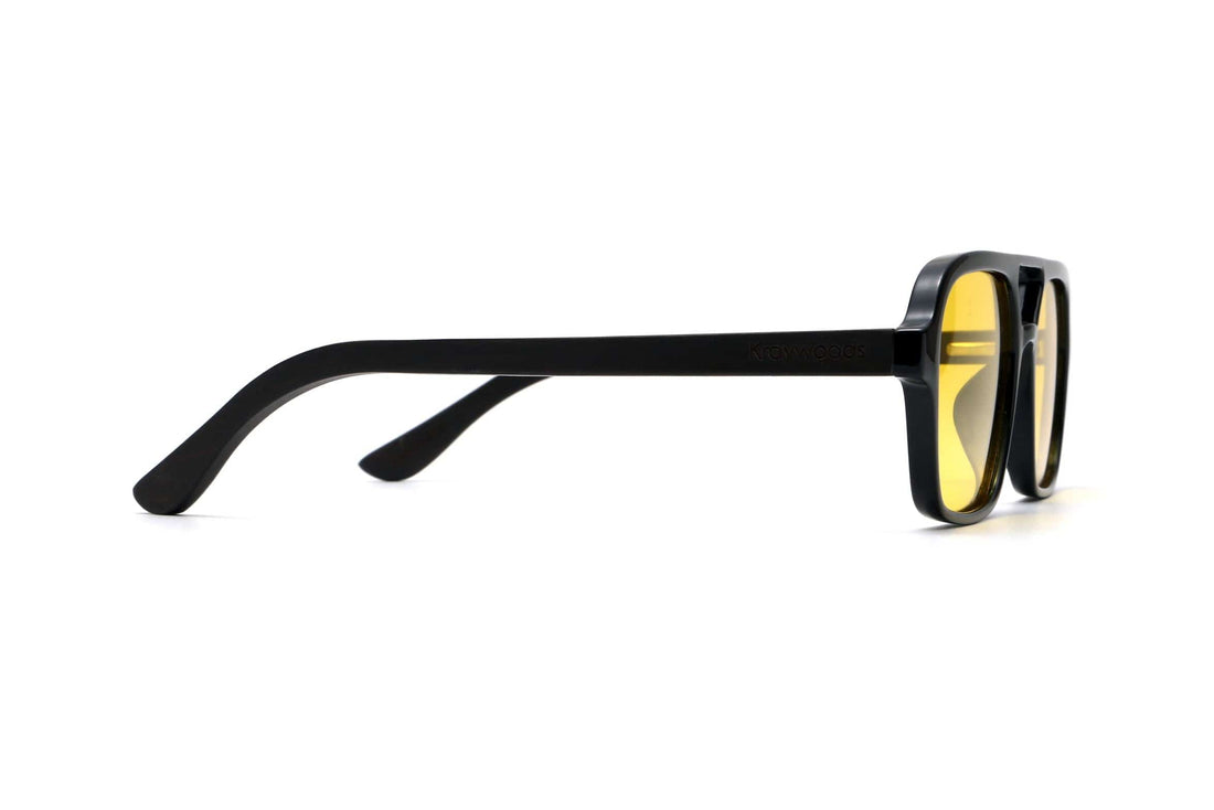 Ryder Yellow, Retro Aviator Sunglasses - Side