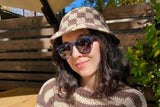 Woman wearing Sky, Blue Tortoise Cat Eye Sunglasses