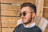 Man wearing Aspen Gold, Round Double Bridge Sunglasses