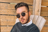 Man wearing Aspen Gold, Round Double Bridge Sunglasses