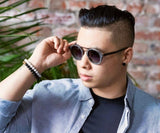 Man wearing Kraywoods Ash, Vintage Aviator Sunglasses made from Walnut Wood and 100% UV Protection, Polarized Lenses